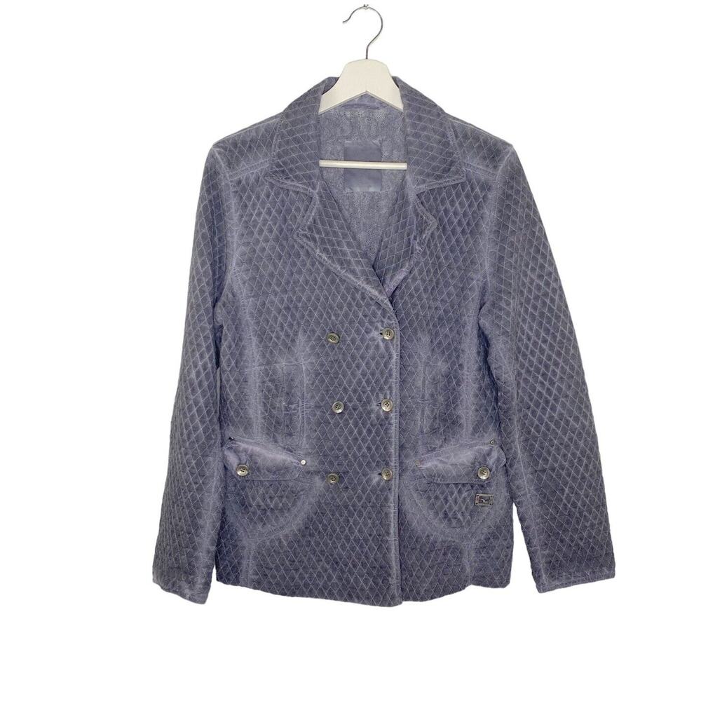 Violanti Jacket Womens Medium Gray Over Dye Faded Quilted Lace Lined Italy